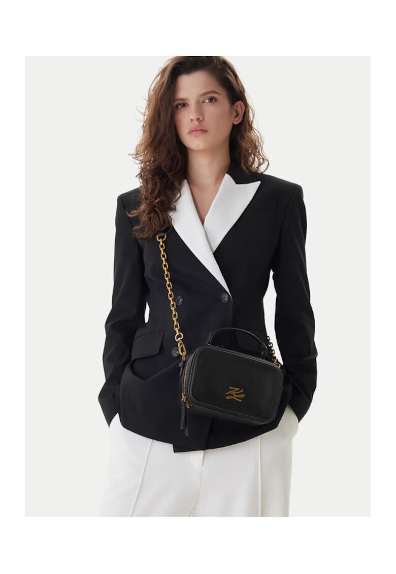 Karl Lagerfeld Дамска чанта черна/златна - от естествена кожа - модел 992 B1W30269