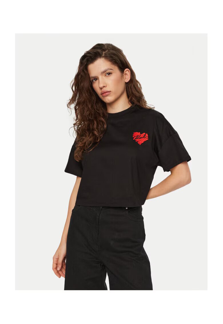 Karl Lagerfeld Дамска тениска - 304579387 - Органичен памук - 2XL INTL - Черна