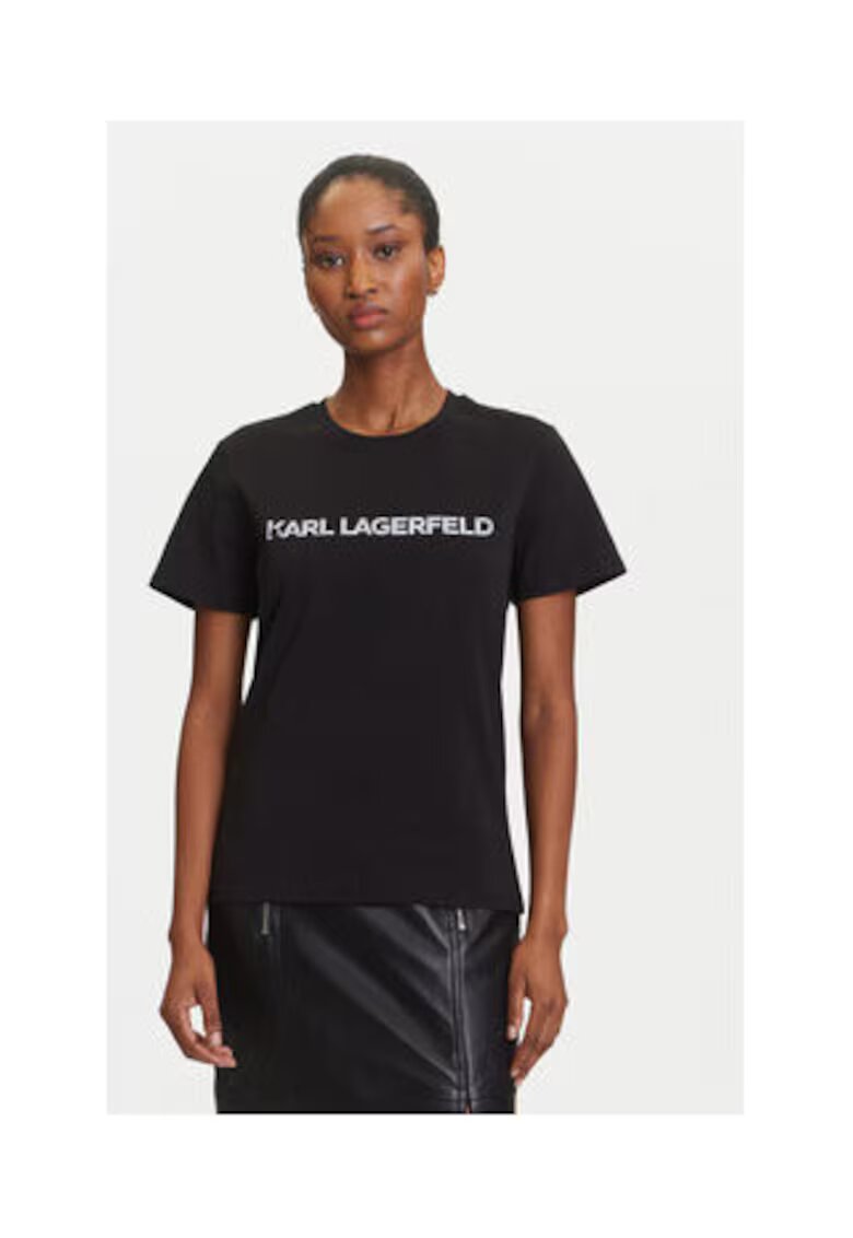 Karl Lagerfeld Дамска тениска - Черна - 100% органичен памук
