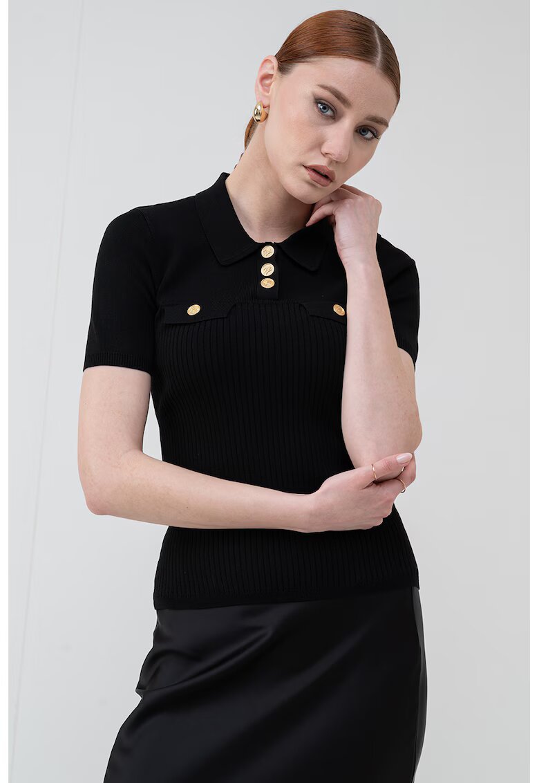 Karl Lagerfeld Фино плетена тениска с яка