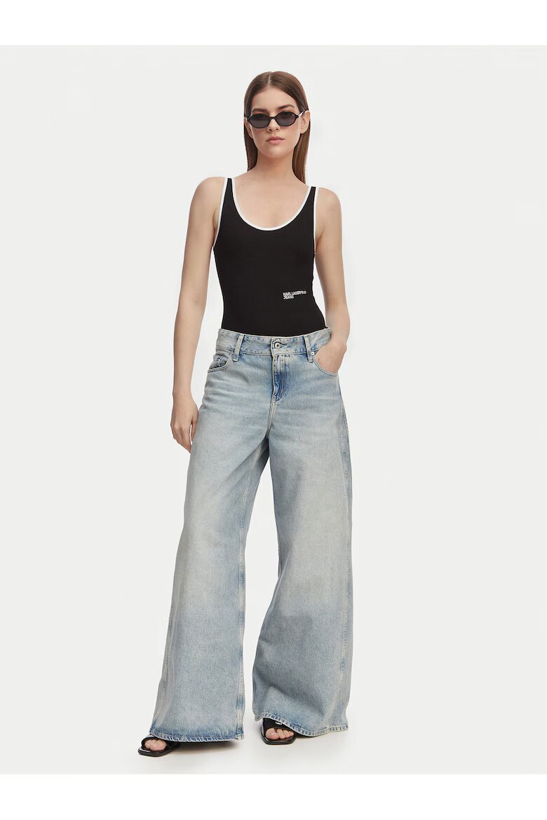 KARL LAGERFELD JEANS Дамски дънки широка кройка син памук