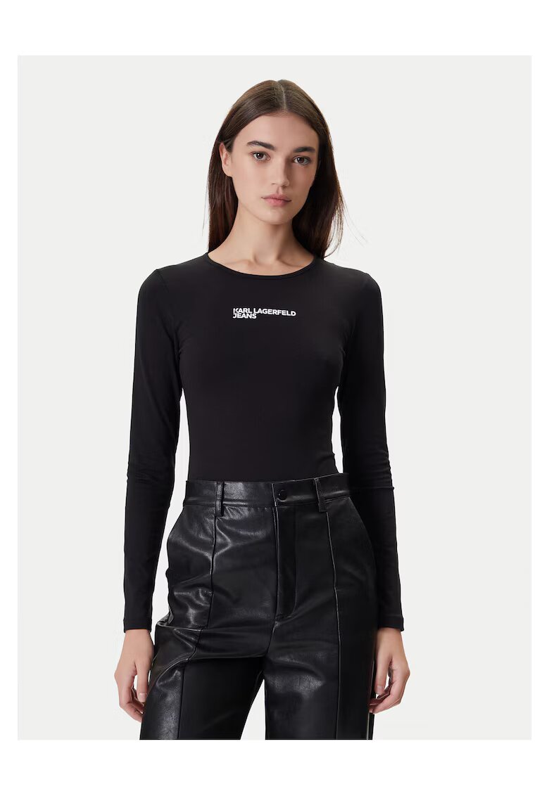 KARL LAGERFELD JEANS Дамско боди черно - от еластична материя