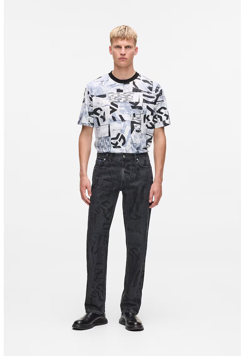KARL LAGERFELD JEANS Дънки от органичен памук с монограми - Черен/Ултрамарин синьо