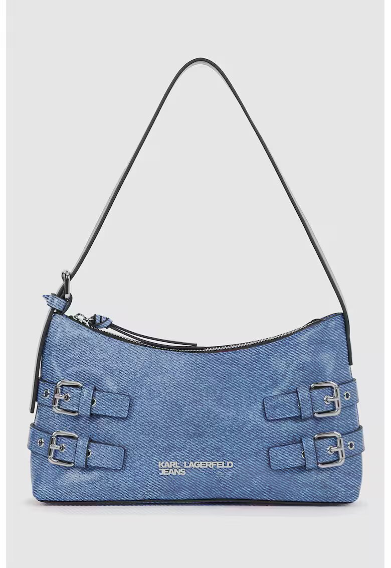 KARL LAGERFELD JEANS Дънкова чанта с декоративни токи - Черен/Светлосин