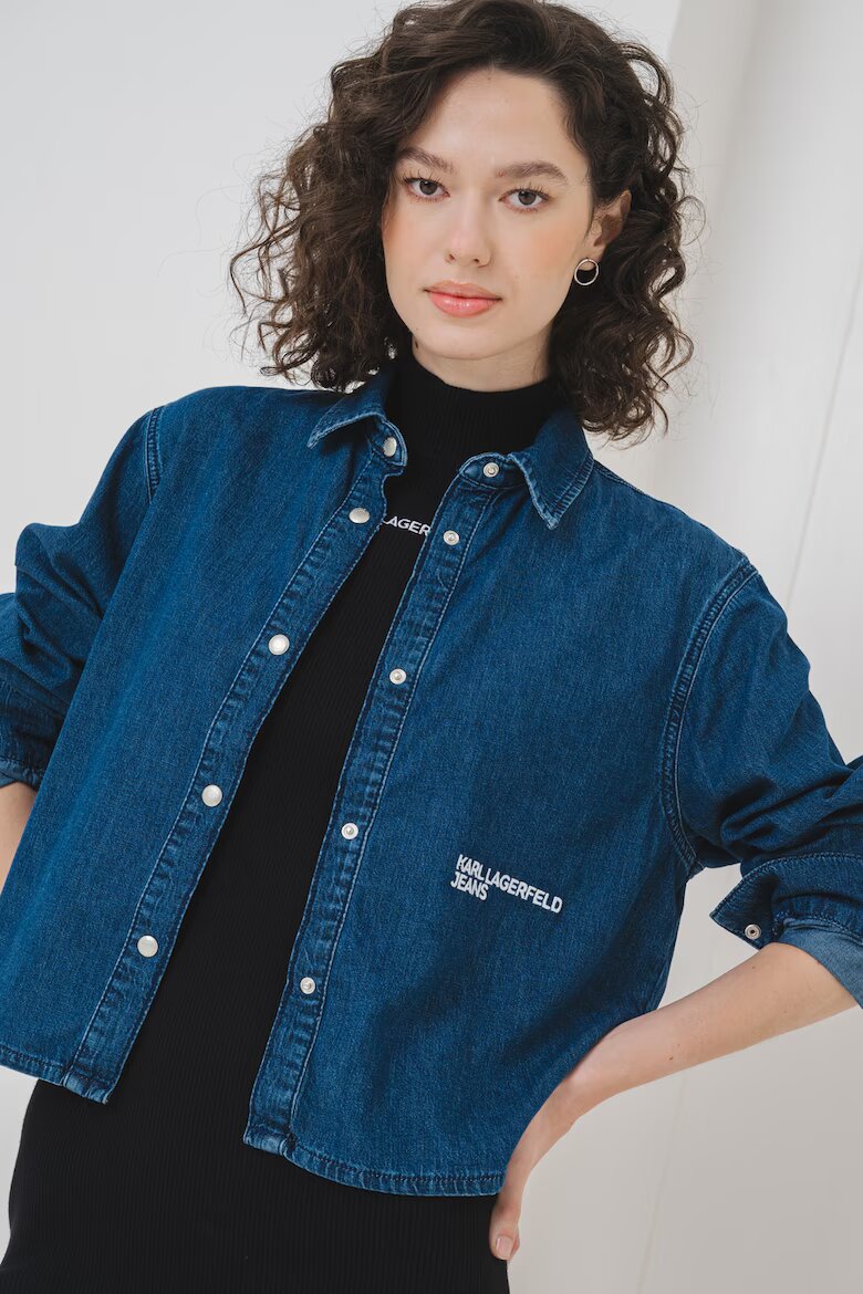 KARL LAGERFELD JEANS Дънкова риза с капси Тъмносин