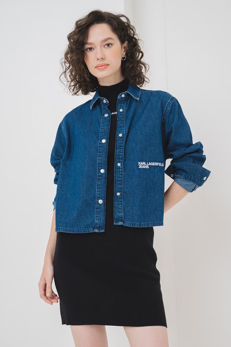 KARL LAGERFELD JEANS Дънкова риза с капси Тъмносин