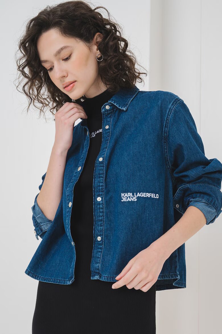 KARL LAGERFELD JEANS Дънкова риза с капси Тъмносин
