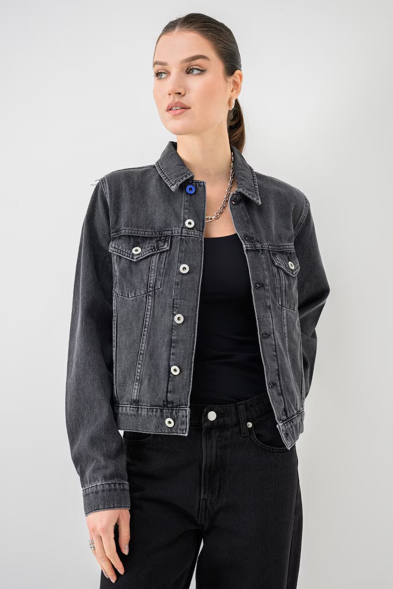 KARL LAGERFELD JEANS Дънково яке с метални копчета Tъмносив