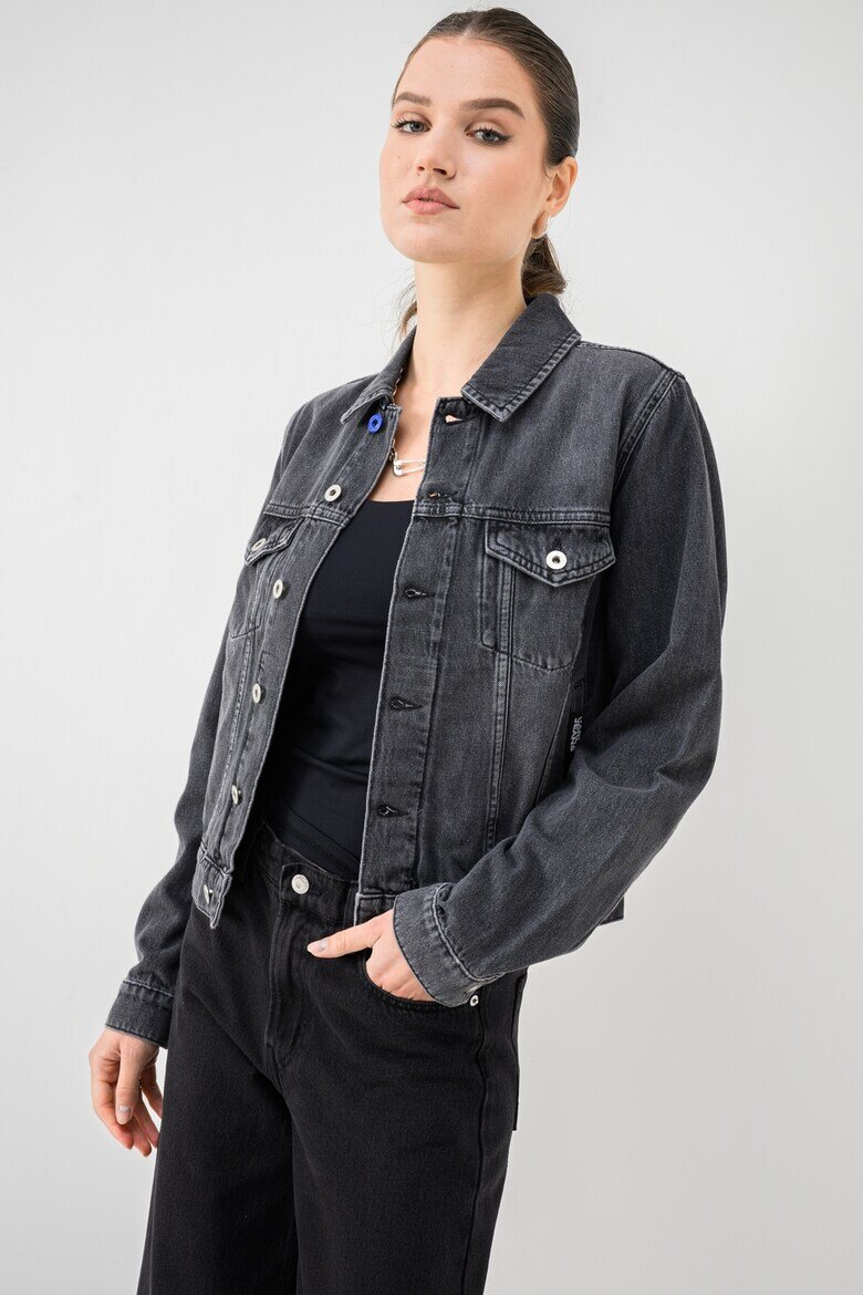 KARL LAGERFELD JEANS Дънково яке с метални копчета Tъмносив