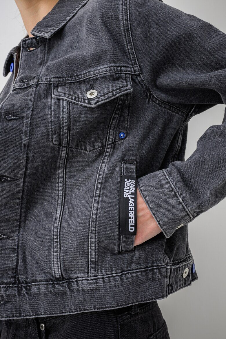 KARL LAGERFELD JEANS Дънково яке с метални копчета Tъмносив