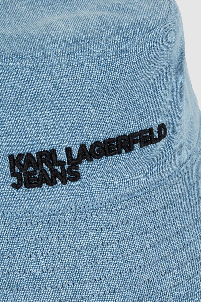 KARL LAGERFELD JEANS Двулицева шапка с бродирано лого Черен/Светлосин