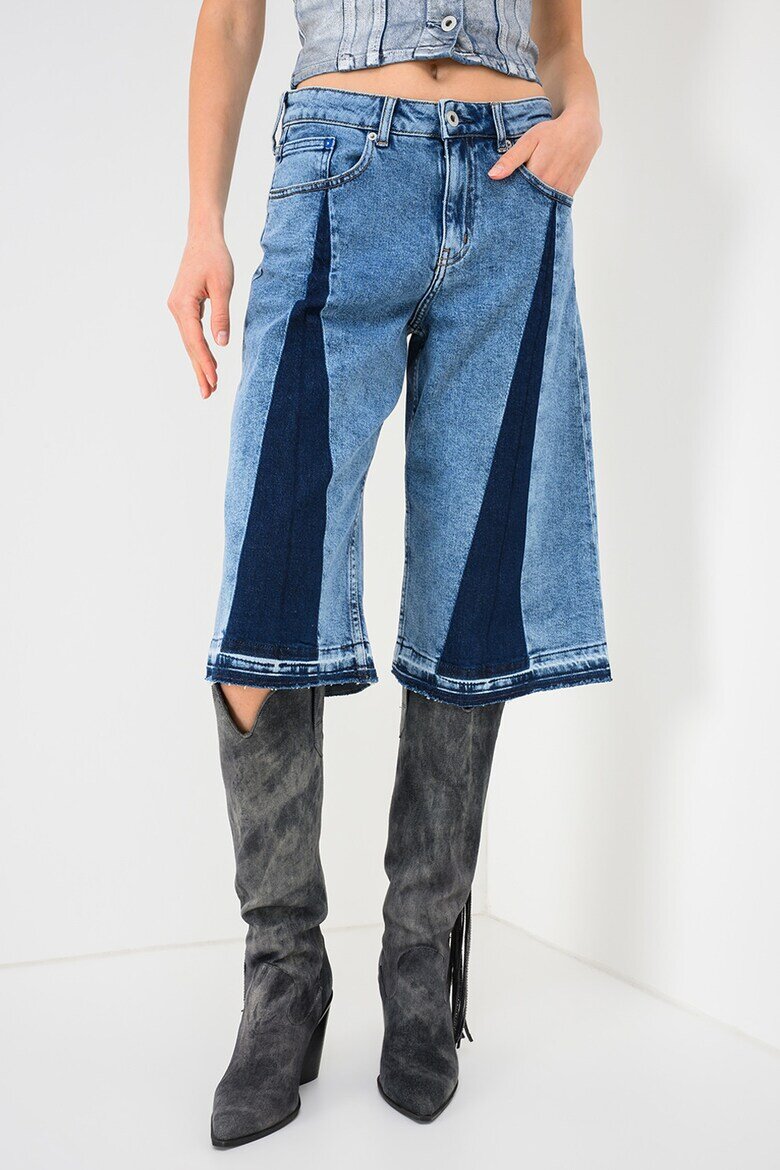 KARL LAGERFELD JEANS Къс панталон от деним с висока талия Прашно синьо