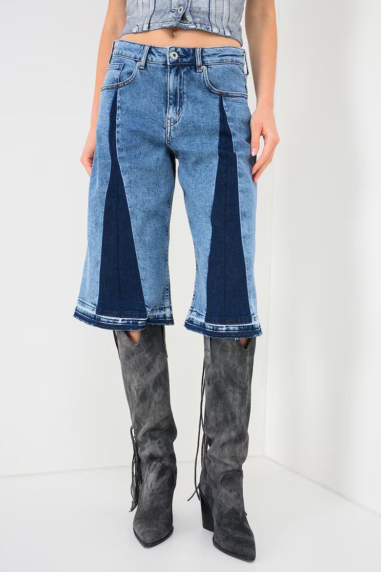 KARL LAGERFELD JEANS Къс панталон от деним с висока талия - Прашно синьо