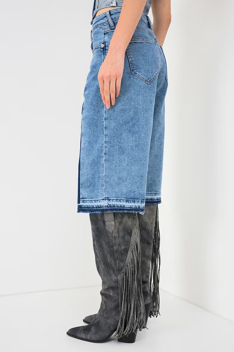 KARL LAGERFELD JEANS Къс панталон от деним с висока талия - Прашно синьо