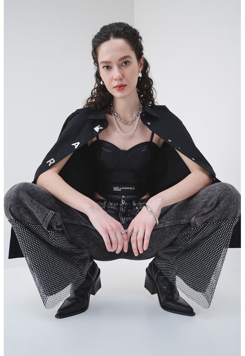 KARL LAGERFELD JEANS Къс топ от еко кожа