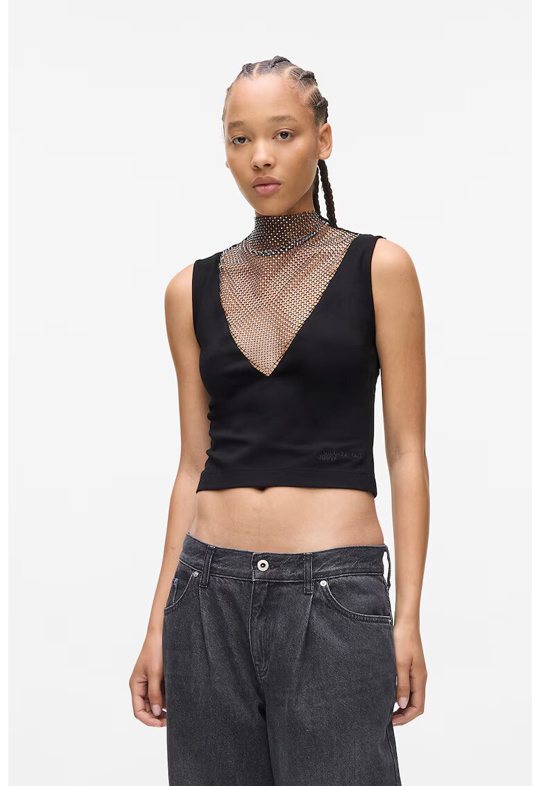 KARL LAGERFELD JEANS Къс топ с мрежа
