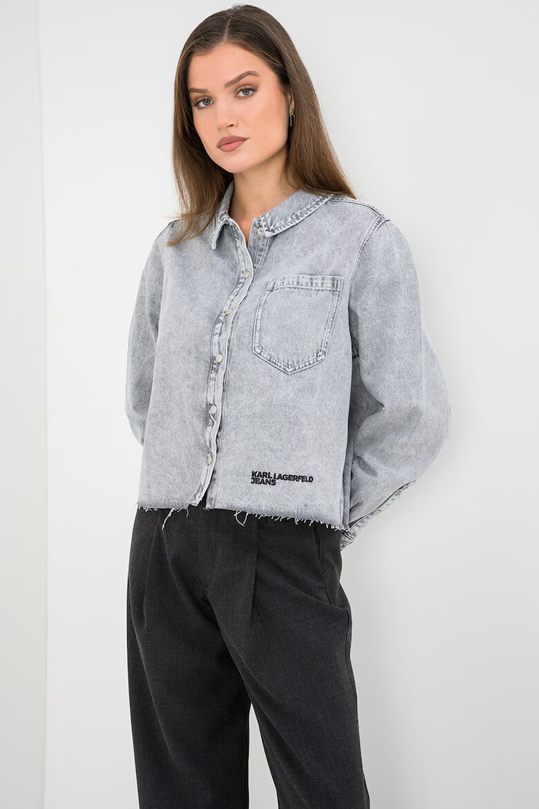 KARL LAGERFELD JEANS Къса риза от деним Сив меланж