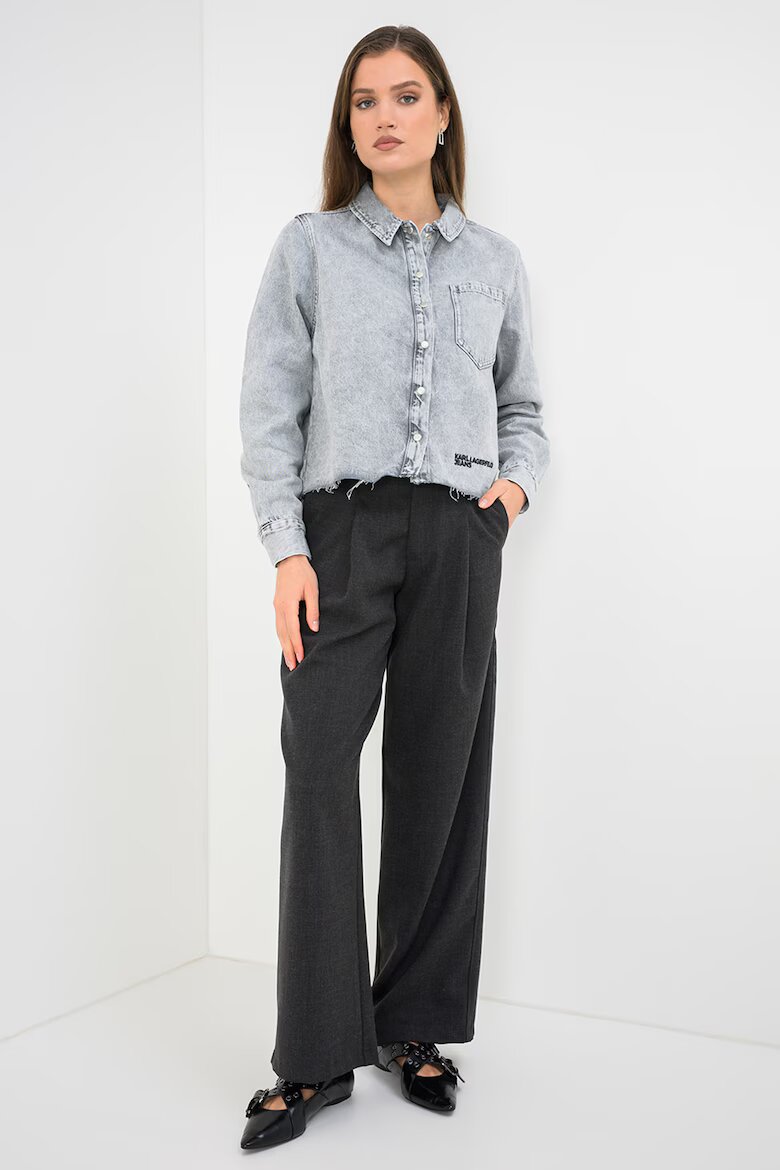 KARL LAGERFELD JEANS Къса риза от деним Сив меланж