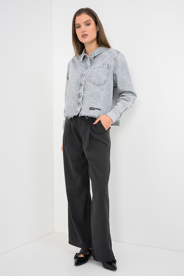KARL LAGERFELD JEANS Къса риза от деним Сив меланж