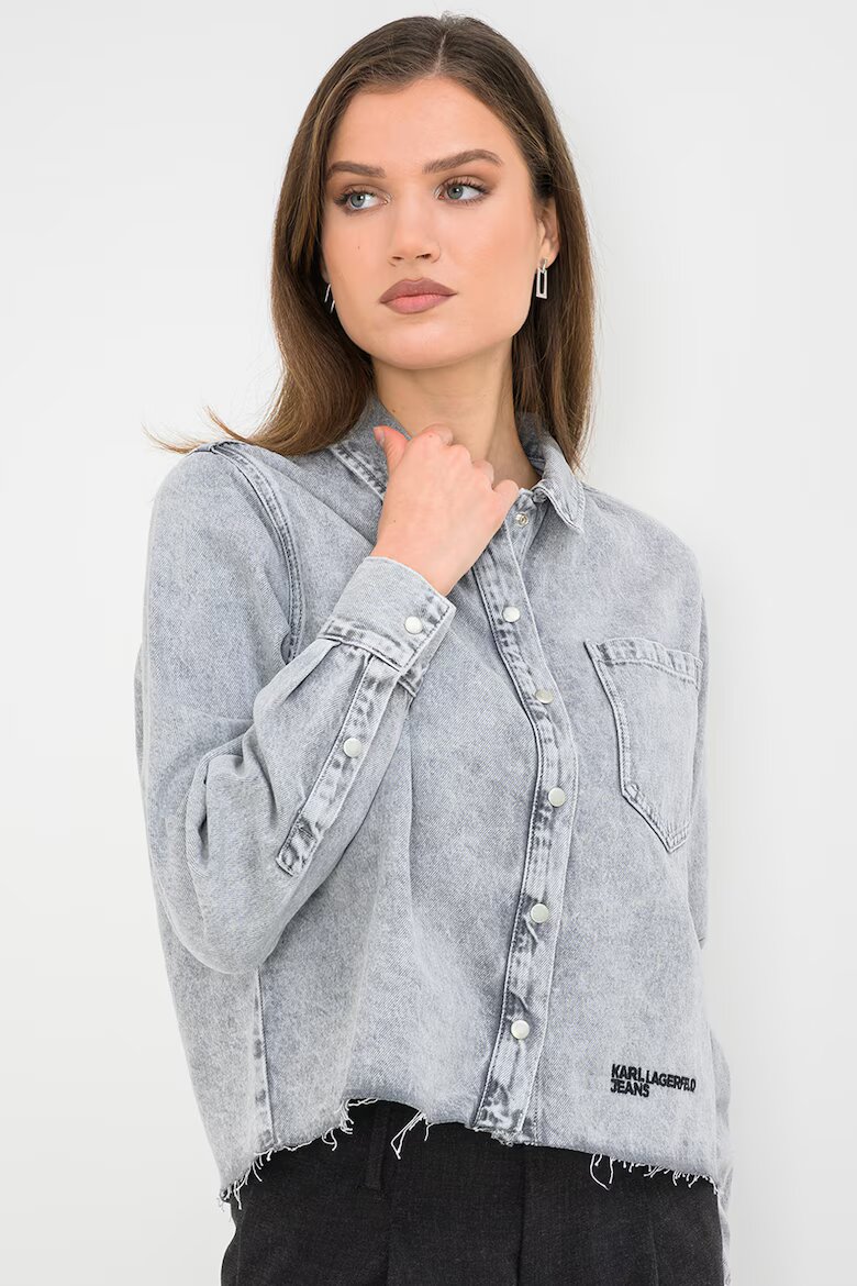 KARL LAGERFELD JEANS Къса риза от деним Сив меланж