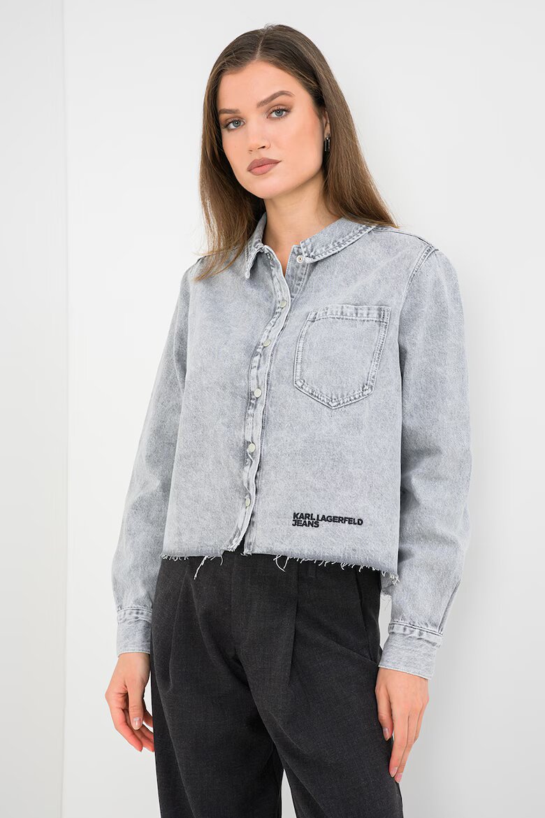 KARL LAGERFELD JEANS Къса риза от деним Сив меланж