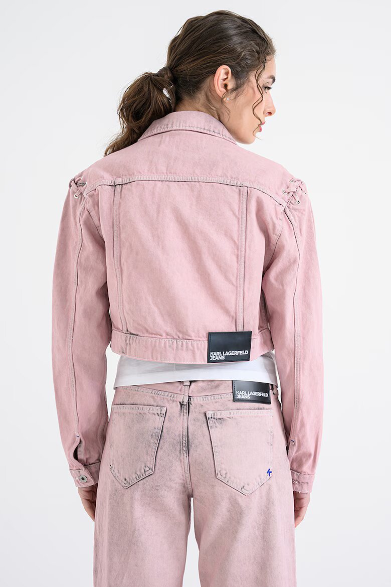 KARL LAGERFELD JEANS Късо дънково яке с джобове с капаче Прашно розово