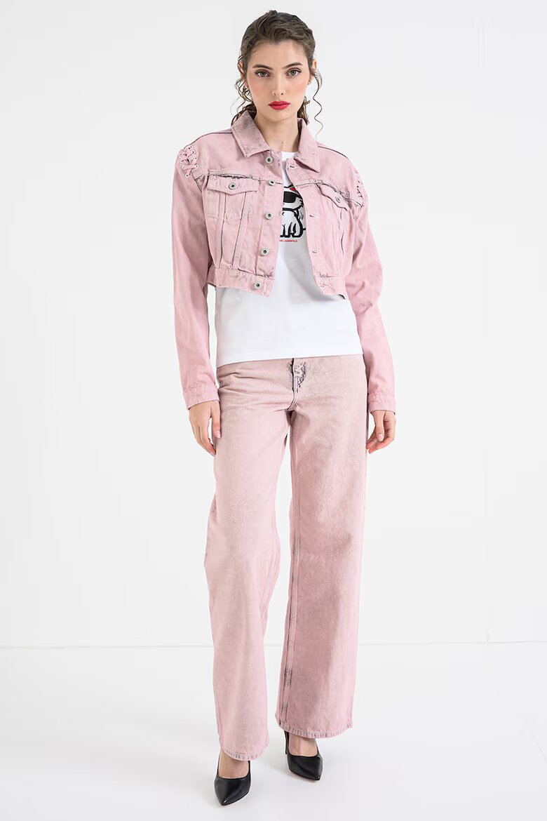 KARL LAGERFELD JEANS Късо дънково яке с джобове с капаче Прашно розово