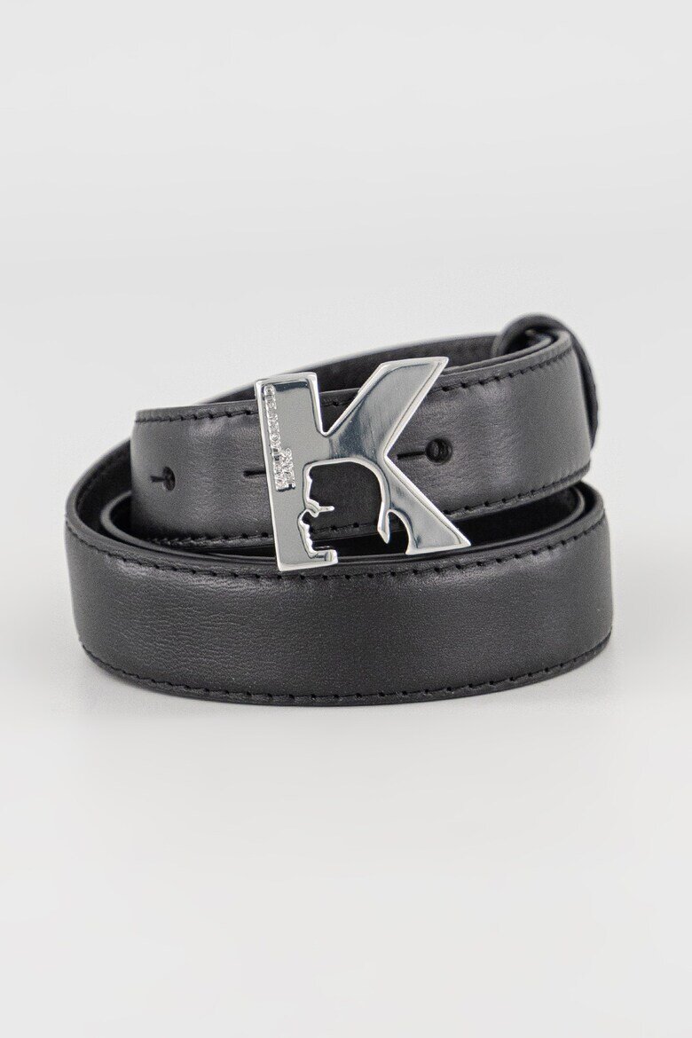 KARL LAGERFELD JEANS Кожен колан с тока с игла и монограм Черен