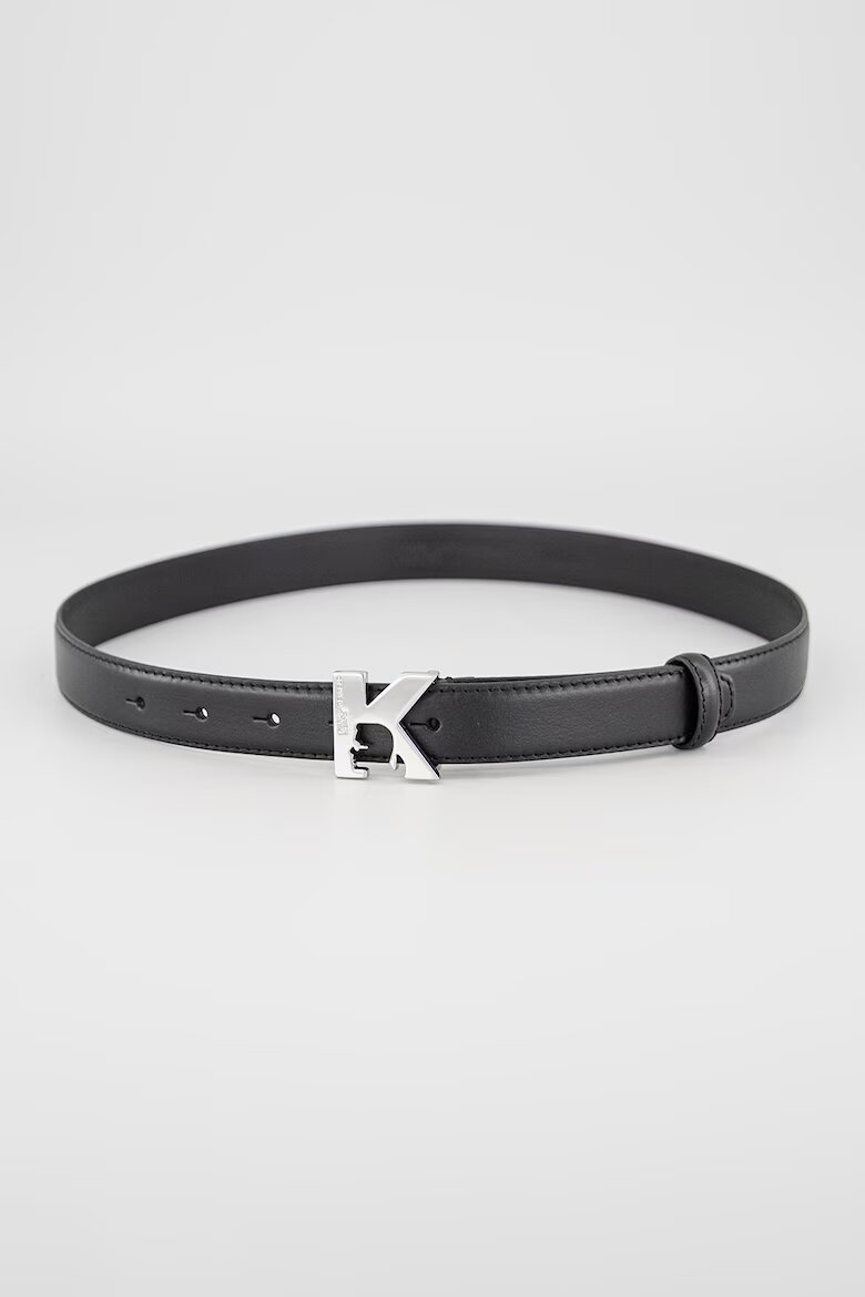 KARL LAGERFELD JEANS Кожен колан с тока с игла и монограм Черен