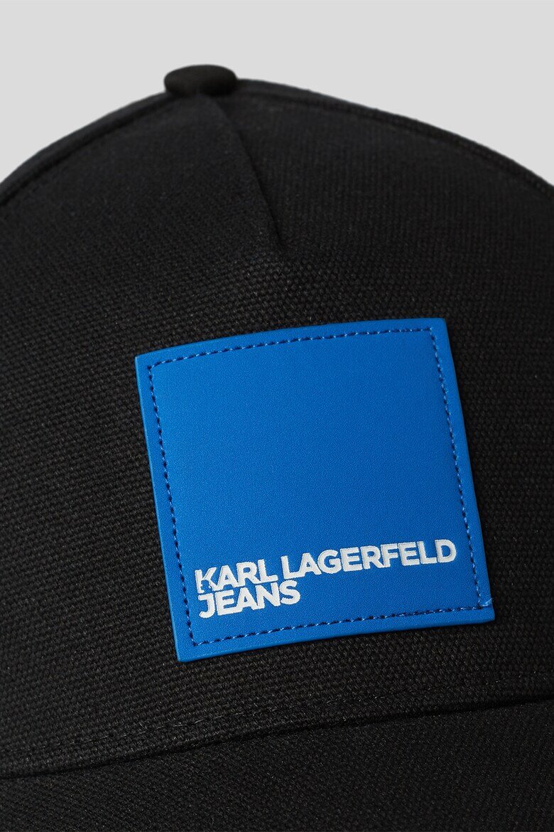 KARL LAGERFELD JEANS Памучна бейзболна шапка с лого Черен Син