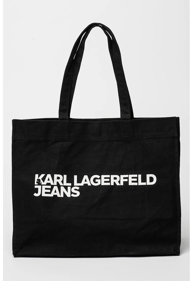 KARL LAGERFELD JEANS Памучна шопинг чанта - Черен/Бял