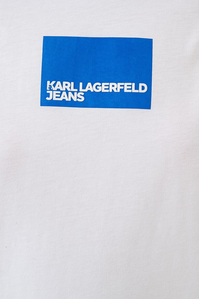 KARL LAGERFELD JEANS Памучна тениска с лого Бял/Тюркоаз