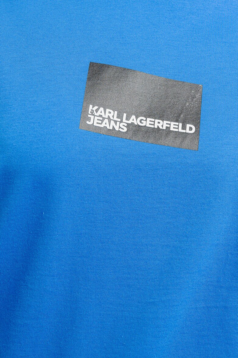 KARL LAGERFELD JEANS Памучна тениска с лого Избеляло черно/Кралско Синьо/Бял