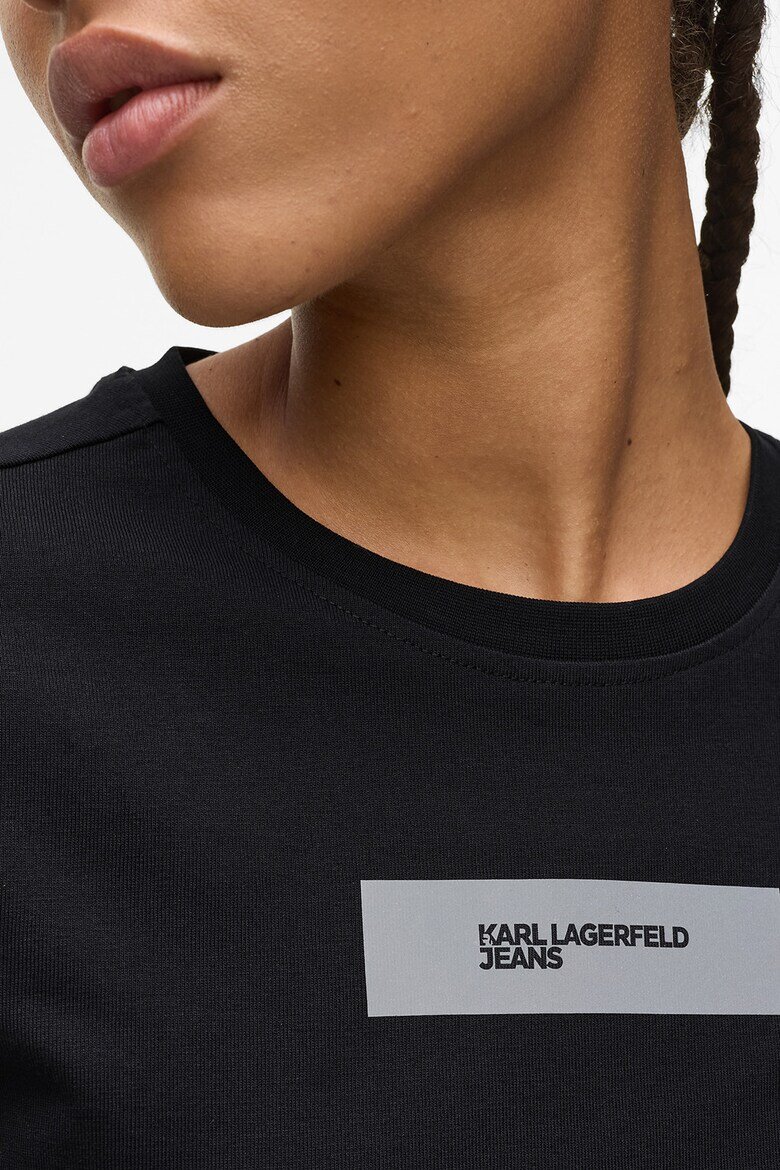KARL LAGERFELD JEANS Памучна тениска със светлоотразително лого Черен