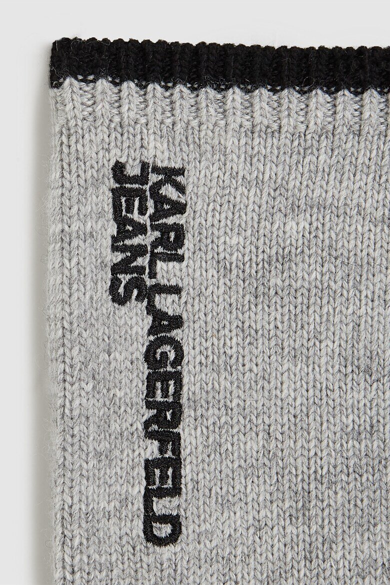 KARL LAGERFELD JEANS Плетени ръкавици с бродерия Светлосив меланж