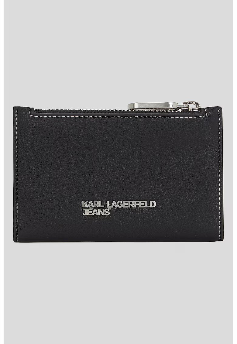 KARL LAGERFELD JEANS Портмоне с цип и метално лого - Черен