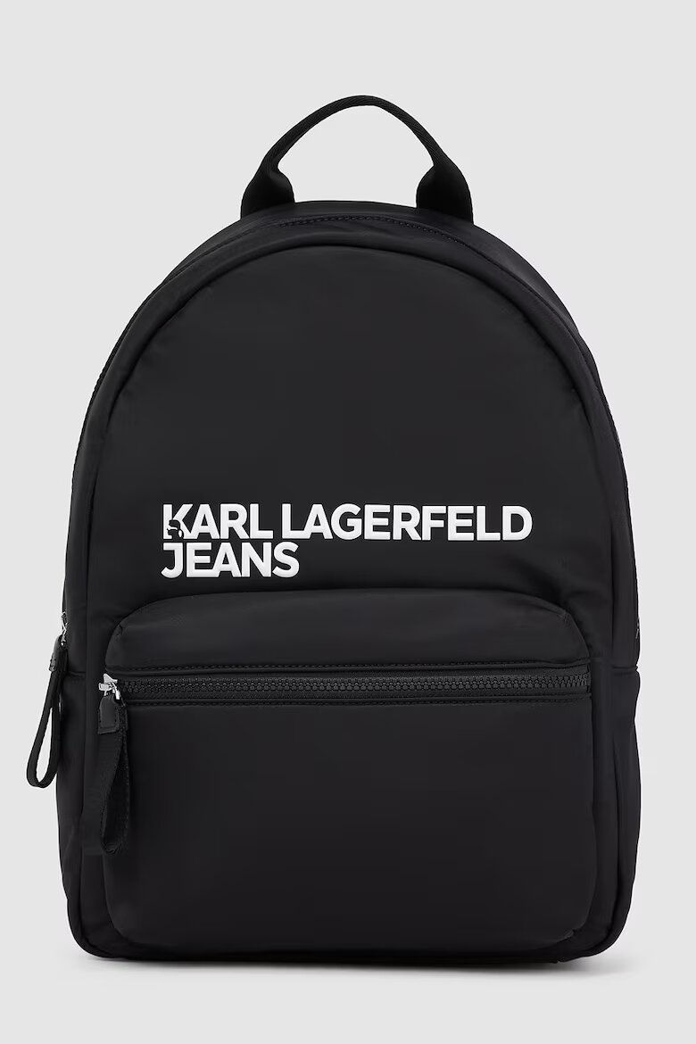 KARL LAGERFELD JEANS Раница с лого и външен джоб Бял/Черен