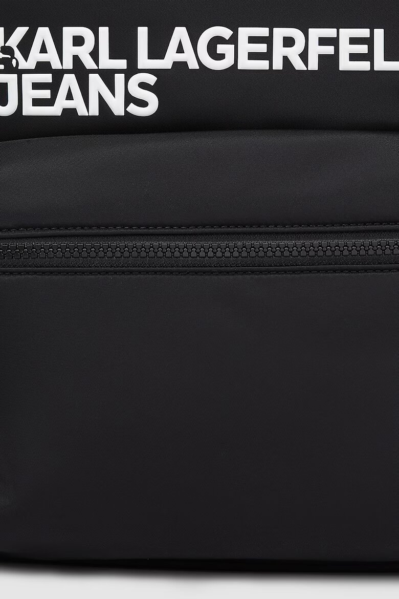 KARL LAGERFELD JEANS Раница с лого и външен джоб Бял/Черен