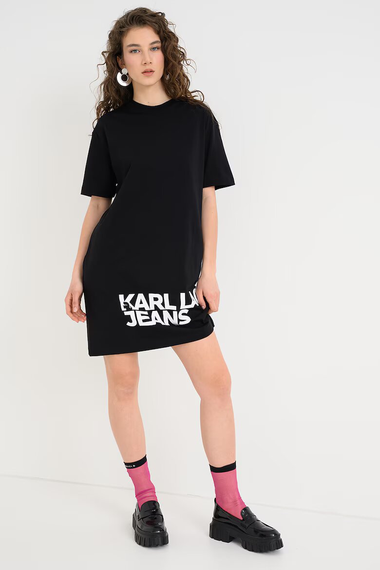 KARL LAGERFELD JEANS Рокля-тениска с лого Черен