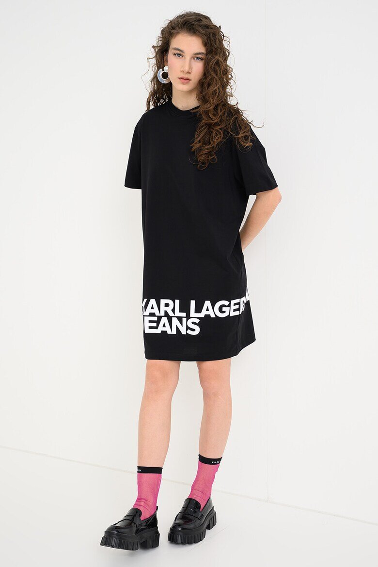KARL LAGERFELD JEANS Рокля-тениска с лого Черен