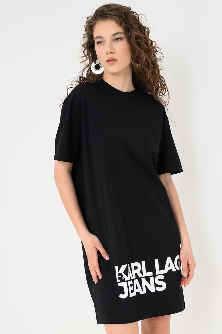 KARL LAGERFELD JEANS Рокля-тениска с лого Черен