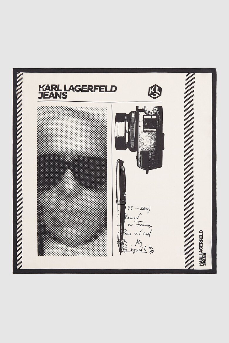 KARL LAGERFELD JEANS Шал с графика Слонова кост/Черен