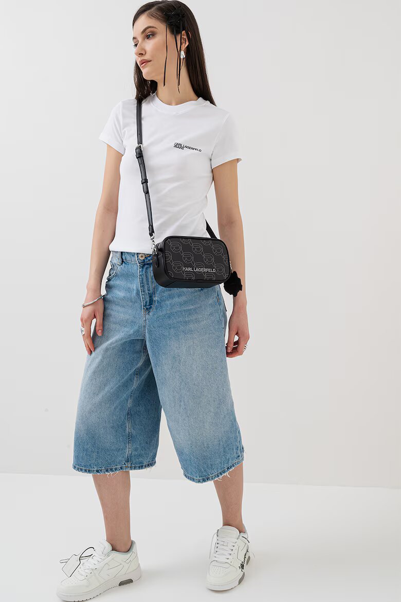 KARL LAGERFELD JEANS Слим тениска от органичен памук Бял