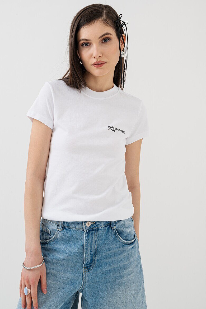 KARL LAGERFELD JEANS Слим тениска от органичен памук Бял
