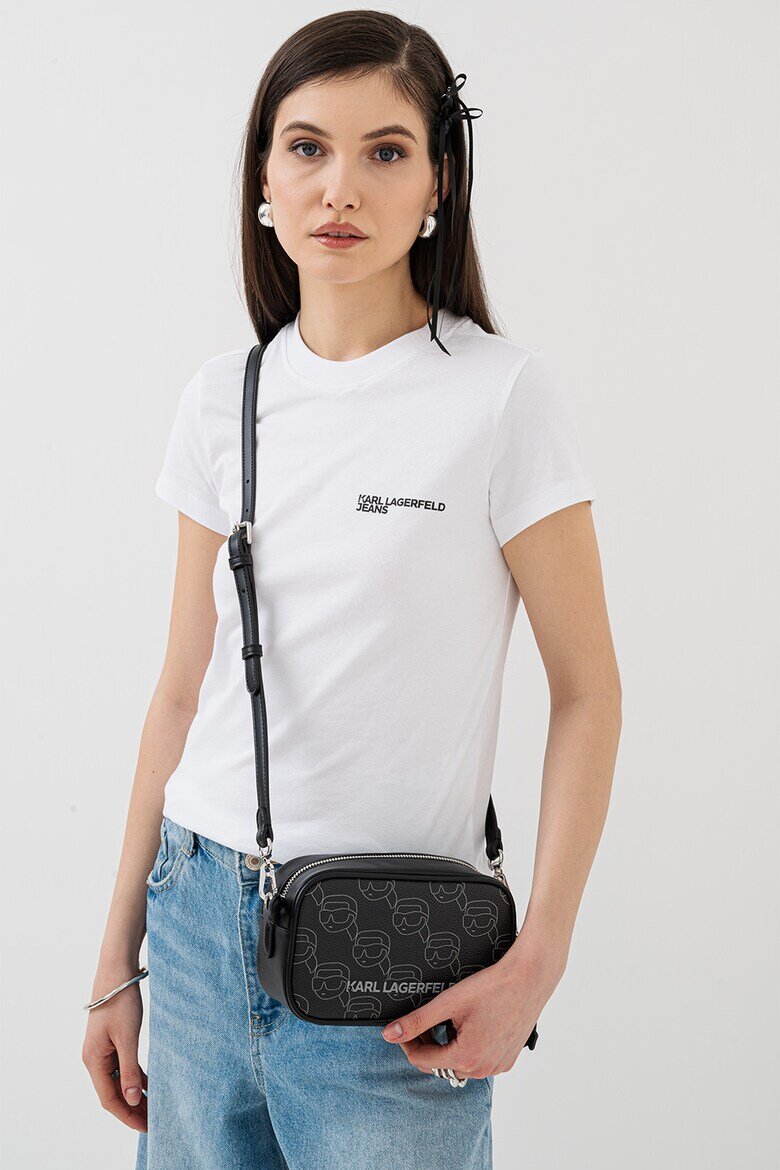 KARL LAGERFELD JEANS Слим тениска от органичен памук Бял