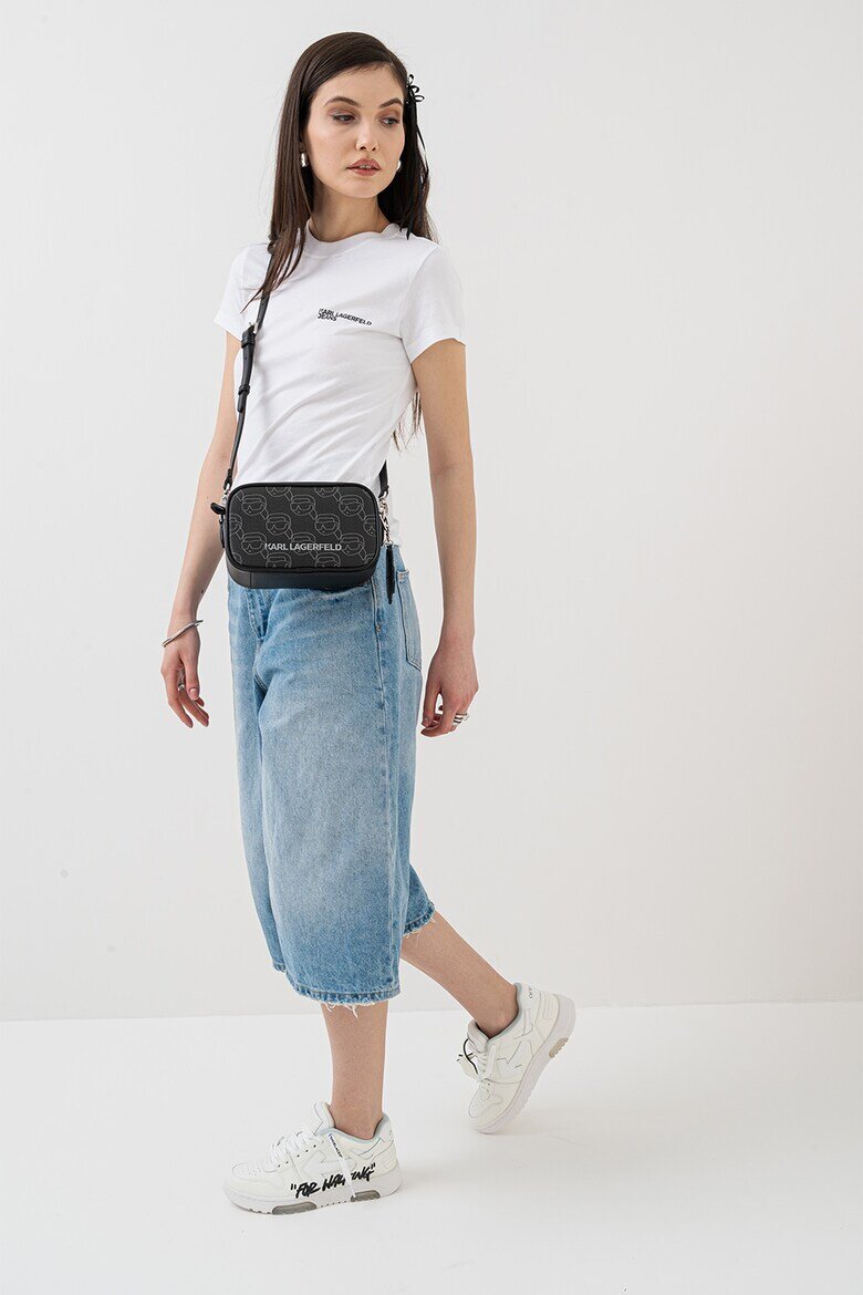 KARL LAGERFELD JEANS Слим тениска от органичен памук Бял
