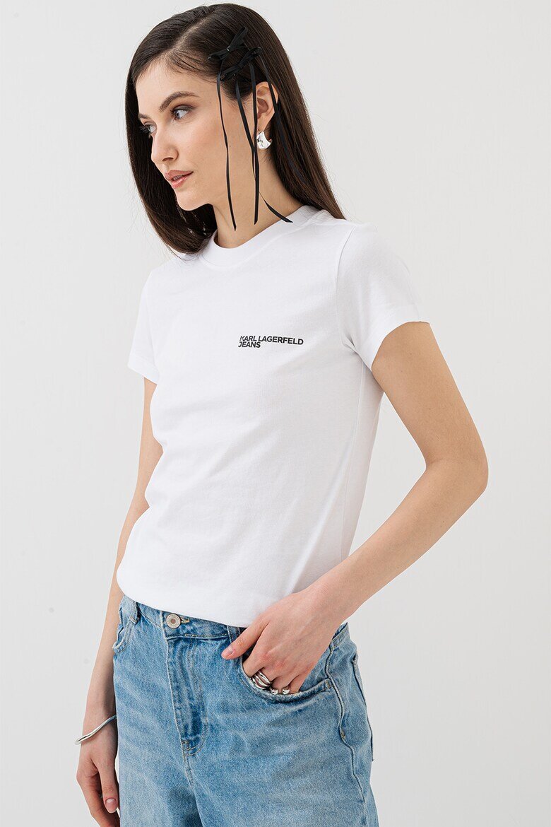 KARL LAGERFELD JEANS Слим тениска от органичен памук Бял