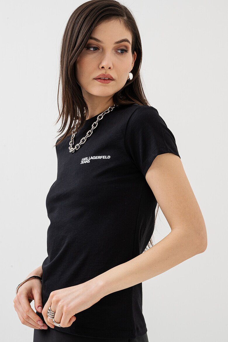 KARL LAGERFELD JEANS Слим тениска от органичен памук Черен