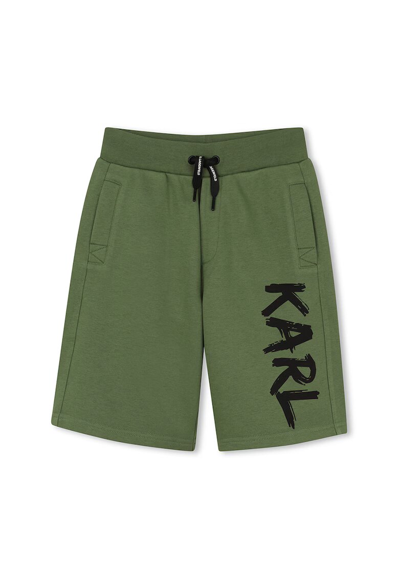 KARL LAGERFELD KIDS Бермуди с лого и връзка - Черен/Бледожълт