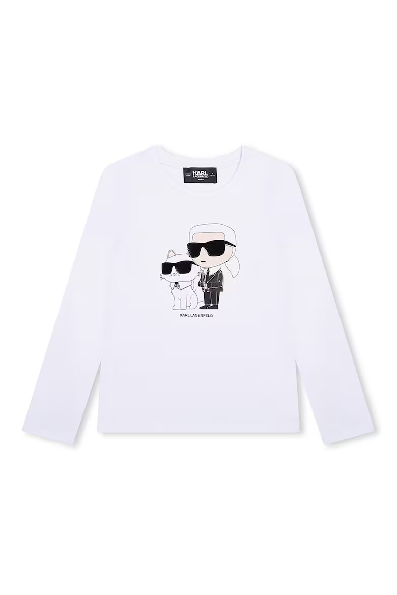 KARL LAGERFELD KIDS Блуза с лого Бял/Избеляло черно